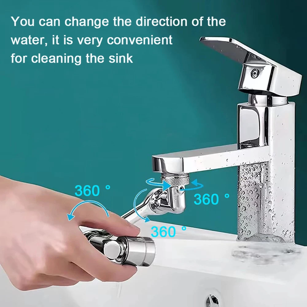 1080° Swivel Faucet Extender Universal Sink Water Aerator 2 Mode Splash Filter Extension Kitchen Tap Water Saving Adaptor