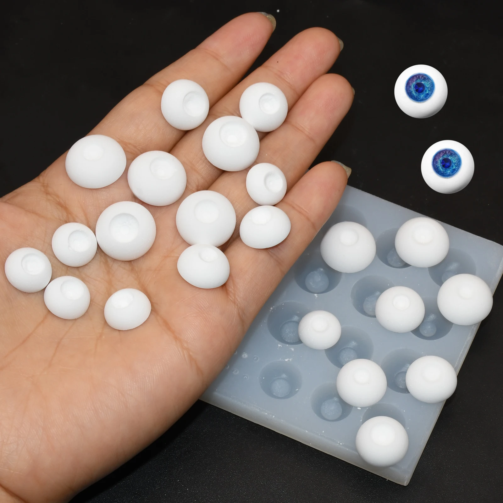18/20-fach Silikon-Puppenaugenform, verschiedene Größen, BJD-Augenform für Harz-/UV-Modelliermasse, DIY-Puppenherstellungswerkzeuge – Detail 4