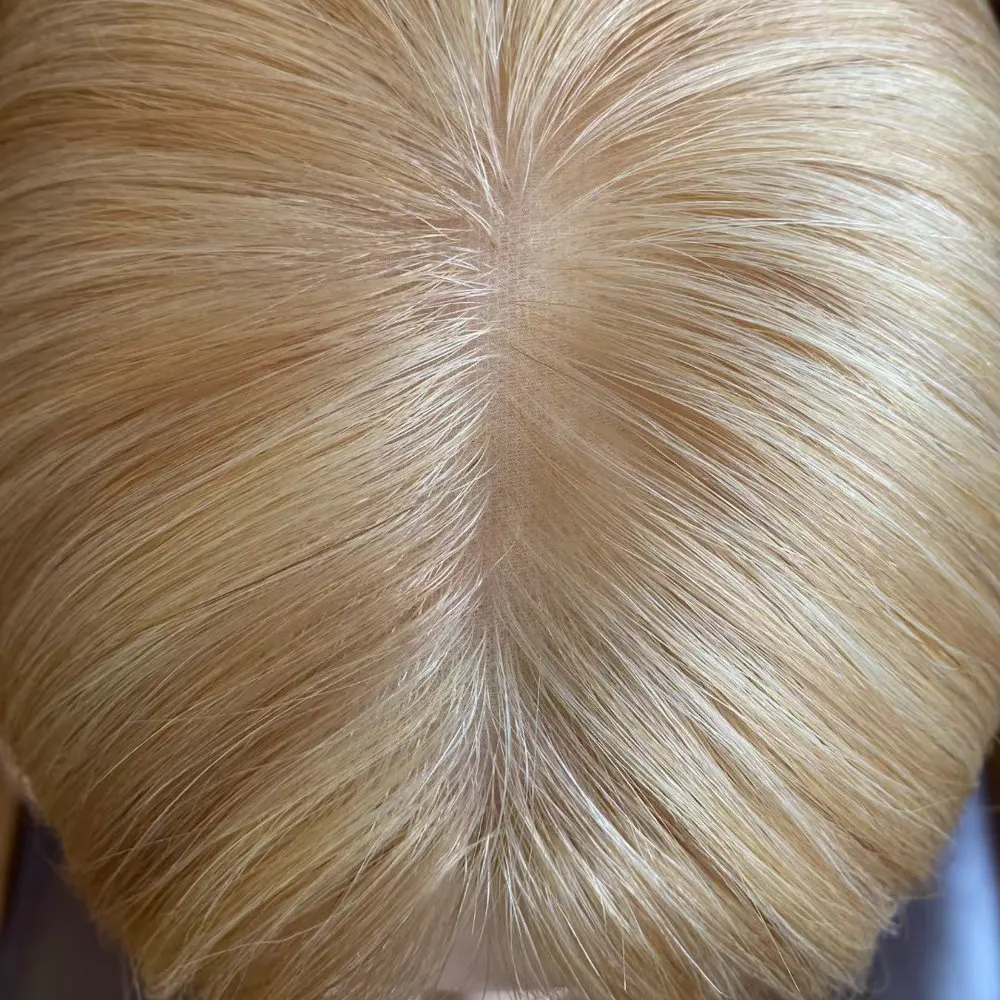 Hstonir Silk Base Human Hair Wig Top Lace 613 Blond Brazilian Solove Pixie Cut Nadula European Remy Hair Wig G039