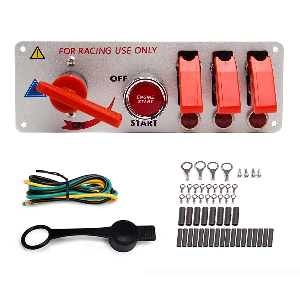 12V Auto LED Contactslot Panel Racewagen Ontsteking Motor Start Aan/Uit Drukknop 5 in 1 Ontsteking tuimelschakelaars