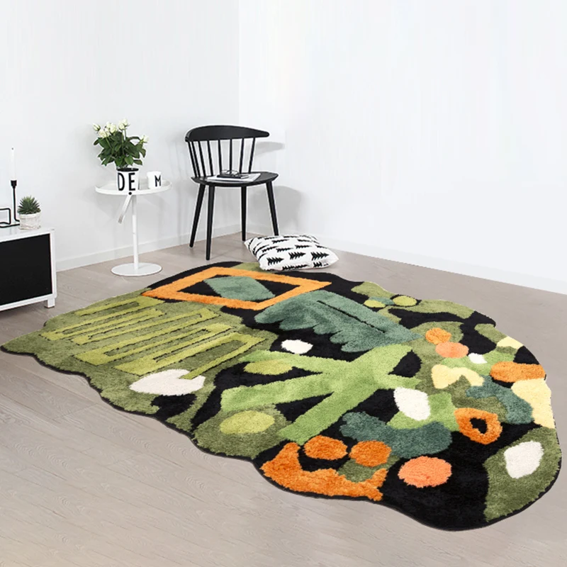 

Modern Simple Irregular Lake Tufted Big Size Green Carpet 3D Forest Living Room Bedroom Children's Room Bedside Mat Home Decor