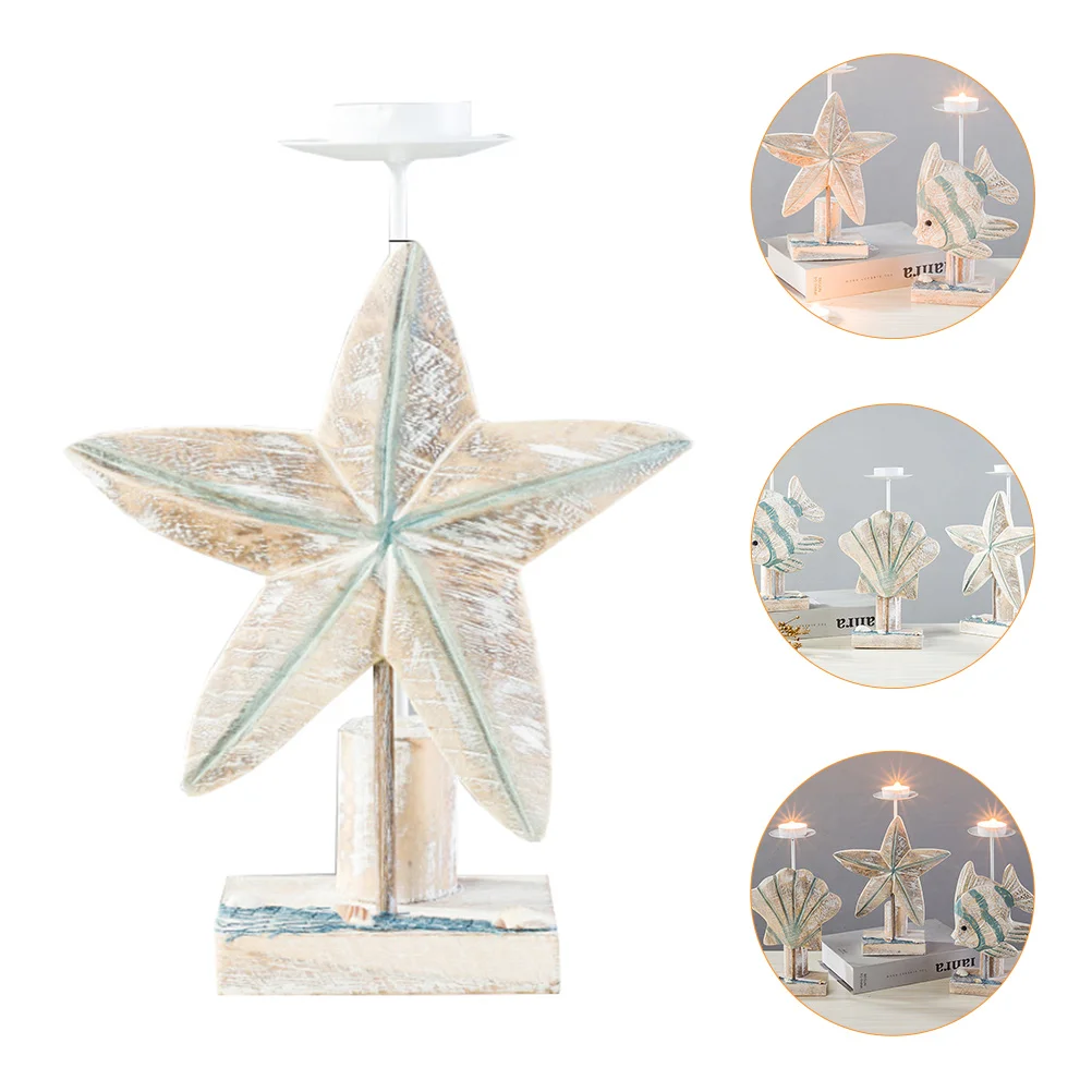 

Sea Star Holder Wooden Stand For Home Decor Mediterranean Style Desktop Adornment Party Decoration Wooden Stick