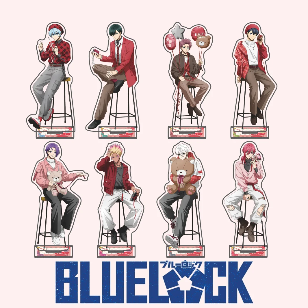 Blue Lock Valentine Series 15cm Acrylic Stand Figure Isagi Bachira Chigiri Nagi With Birthday Base Anime Tabletop Decor Keychain