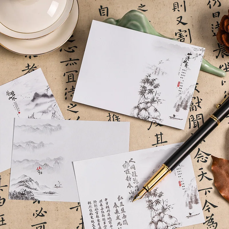 60pcs Chinese style and ancient style material notebook, notebook, decorative note paper, non stick landscape painting material