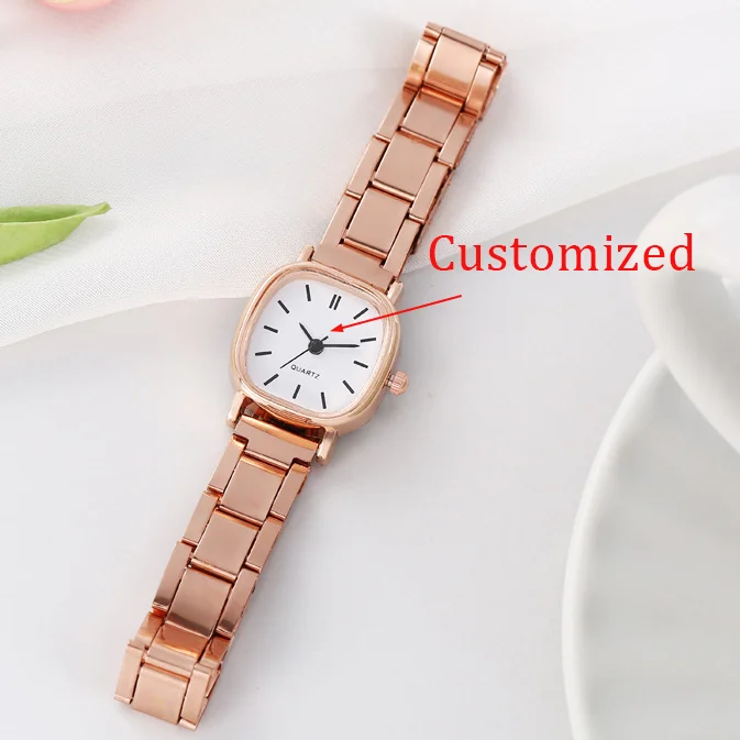

Retro Compact Simple Women's Square Student Watch with Steel Strap Fashionable Quartz Timepiece can be customized