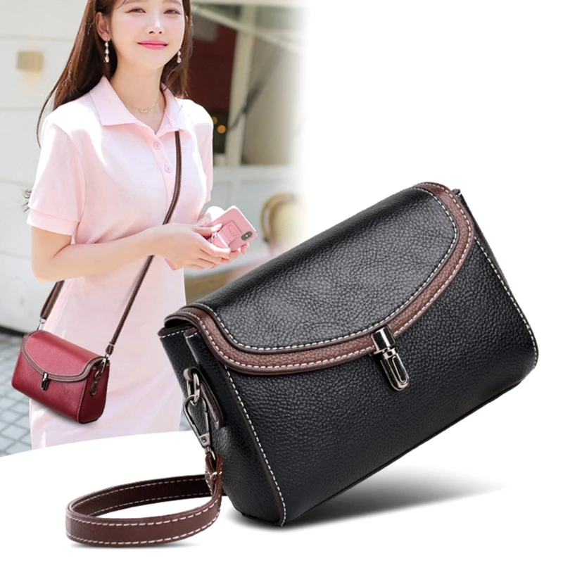 Women Elegant All-match Shoulder Bag with Adjustable Strap Solid Color PU Large Capacity Crossbody Phone Bag for Office Shopping