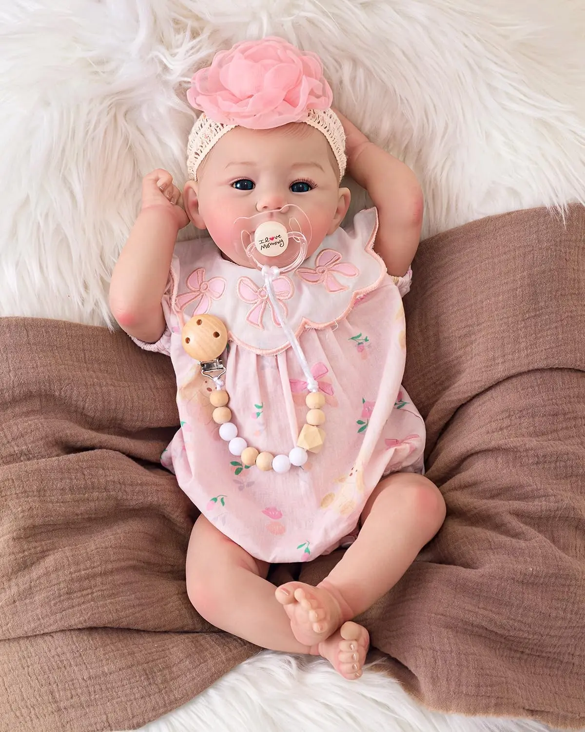 NPK Soft Body Doll 45cm Abigail Tone Lifelike Reborn Soft Touch Cuddly Doll with Curly Rooted Hair