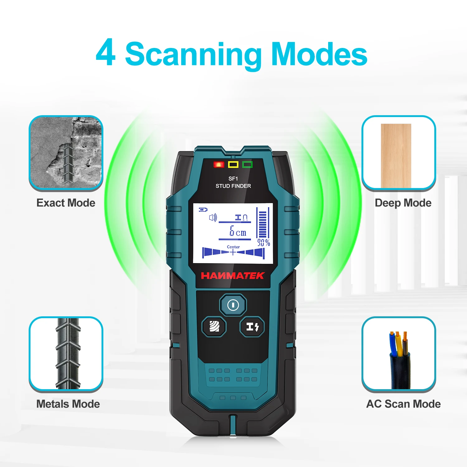 Hanmatek Sf1 Stud Finder Hout Noppen Metaaldetectie Detectie Van Live-Kabel Metalen Diepte Meting Finder Muurdetector Scanner