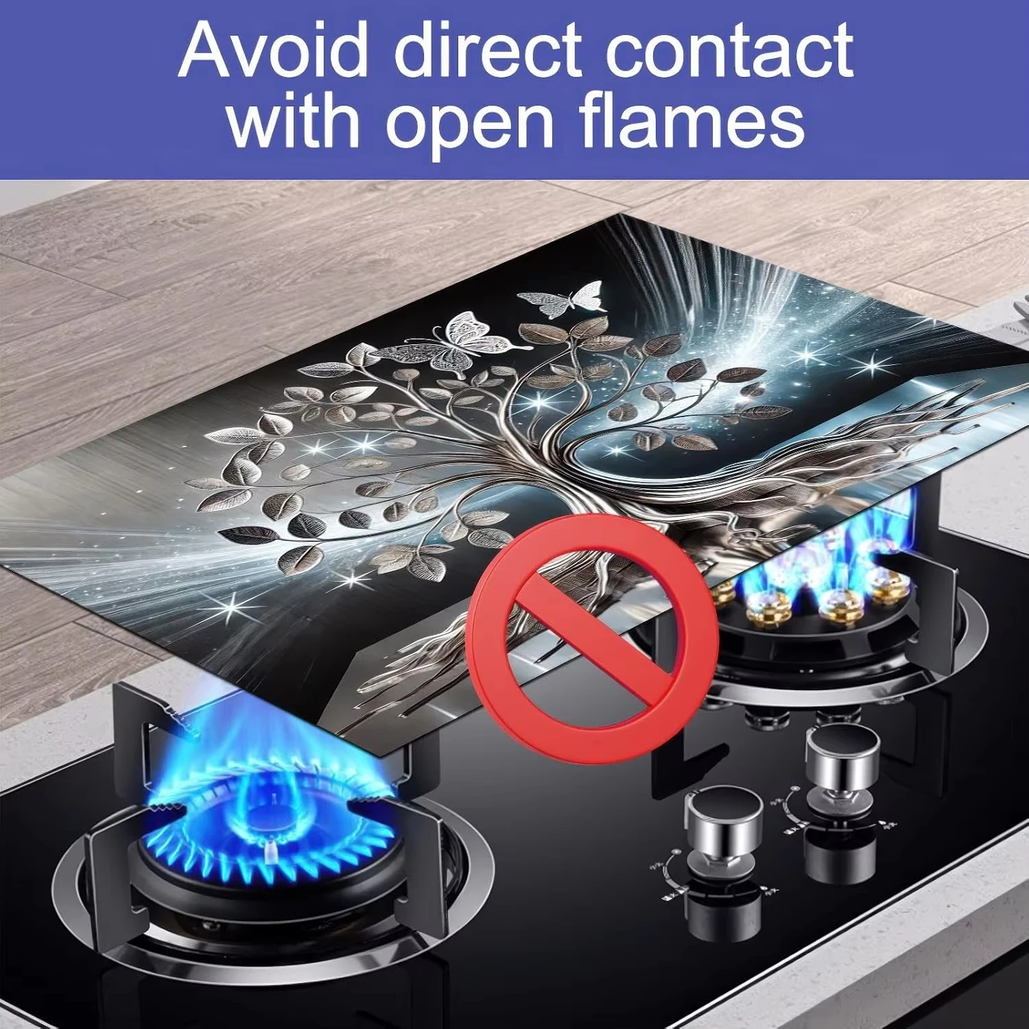 Enchanted Butterfly Tree Stove Mat Heat Resistant Cooktop Cover for Induction Ceramic Hobs Anti Slip Scratch Protector view 5