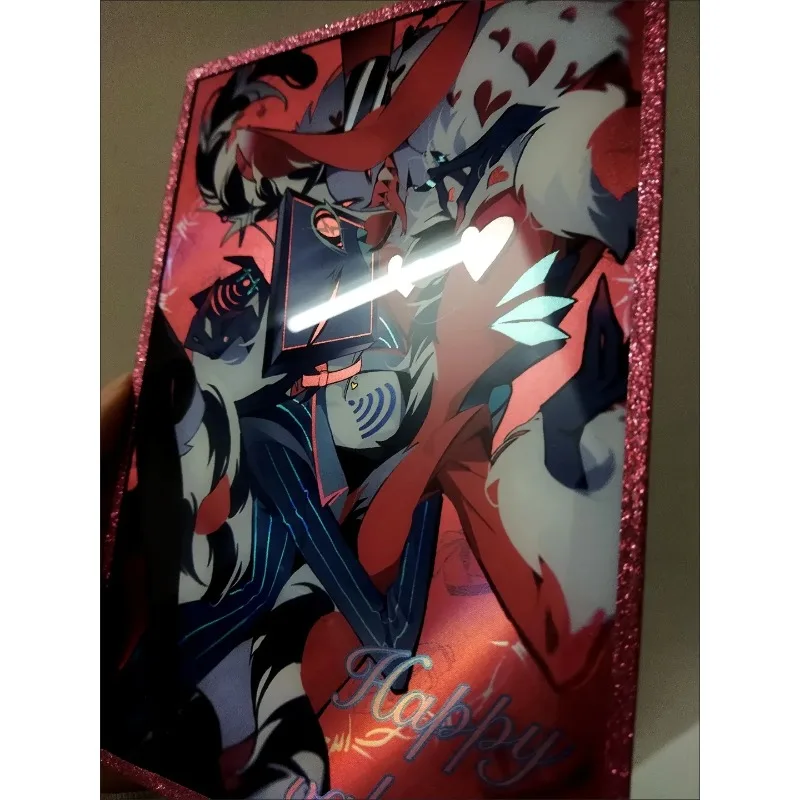 Valentine\'s Day Anime Vox Hotel Val 18CM Card Color Paper 7CM Acrylic Key Pendant Sign Birthday Gifts Collection