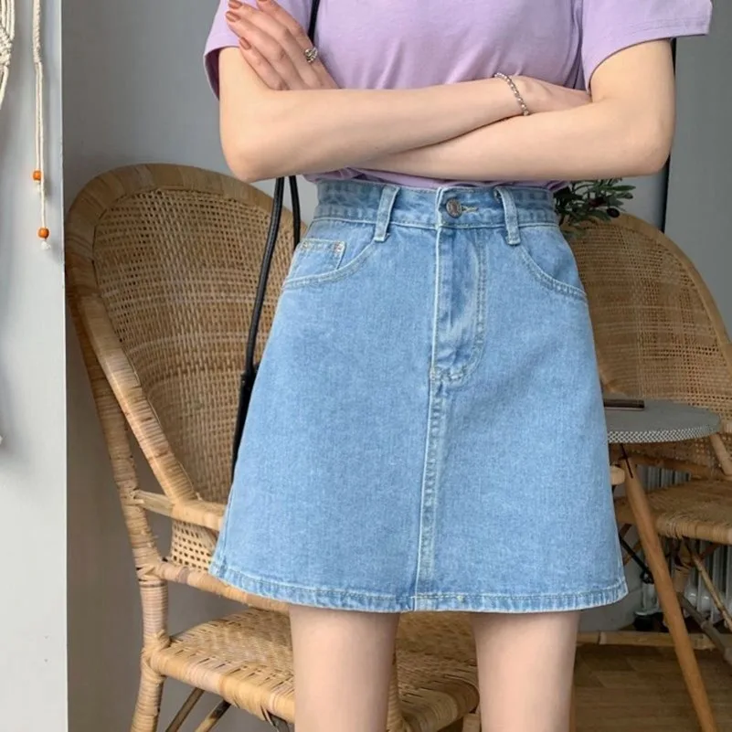 

Womens Blue A-line Denim Skirt Y2k Jean Shorts Skirts Harajuku 90s Vintage Mini Cowboy 2000s Fashion Clothes Summer MOKIJINS