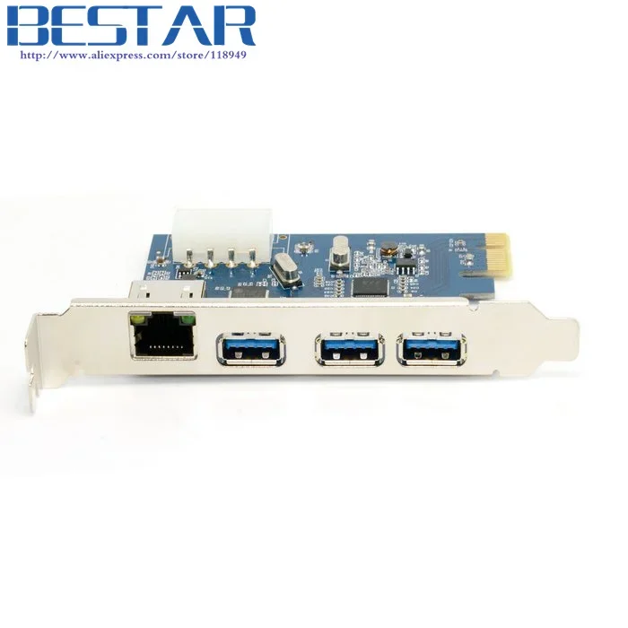 Gigabit Ethernet Network LAN & 3 Port USB 3.0 USB3.0 To PCI-E PCIE PCI EXPRESS Card PC Adapter Converter