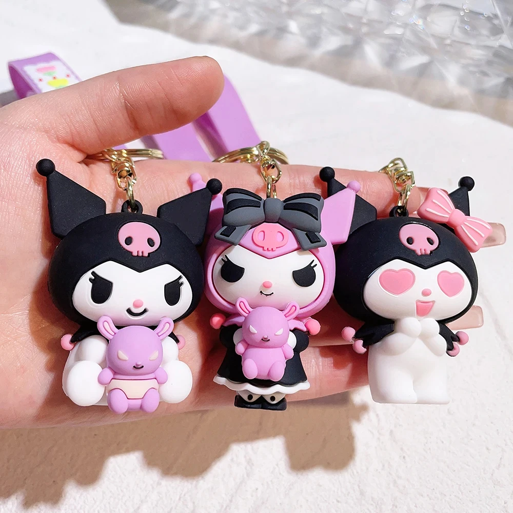 

Anime Sanrio Hello Kitty Figures Keychain Kuromi My Melody Action Figural Model PVC Key Ring Cinnamoroll Figurine Birthday Gifts