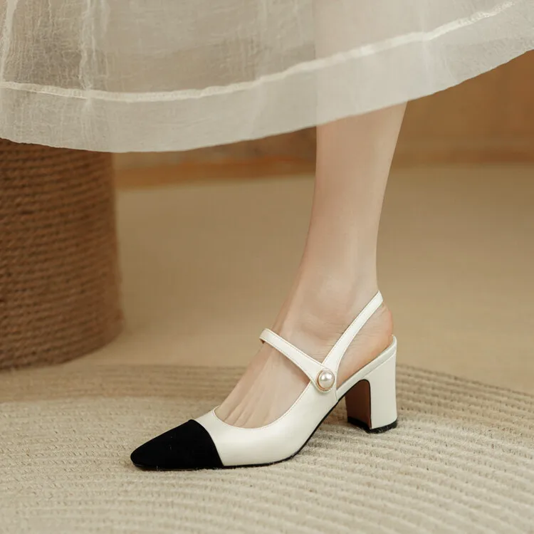 Women Sandals French Style Modern Ladies Elegant Shoes Sheepskin Summer Sandals Slingbacks Spring Pumps On Heel 5 CM