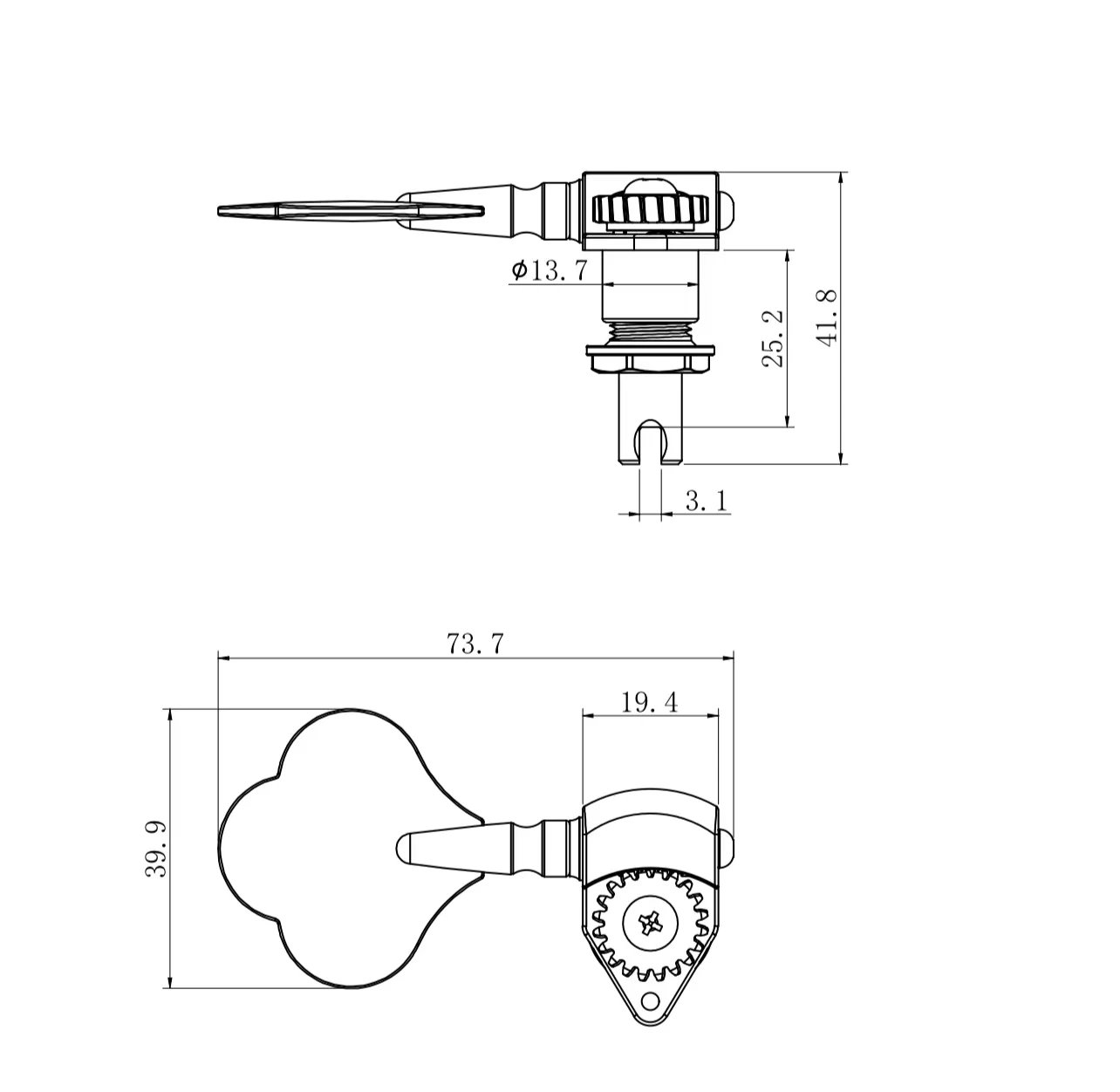 GUYKER Open Frame Electric Bass Tuners Machine Heads Gear ratio 1:20 Tuning Keys Chrome