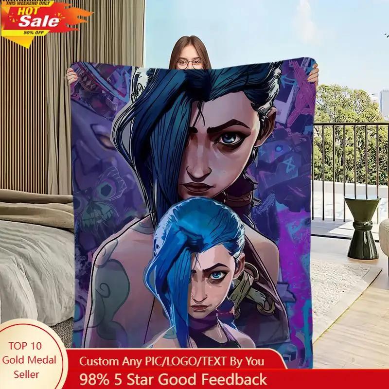 

warm art comfort soft plush blanket anime sofa living room office bedroom travel gift J-jinx printed A-Arcane Custom blankets