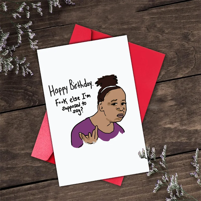 1 pc funny birthday card with interesting girl patterns, creative greeting card, suitable as a unique gift for besties, friends.