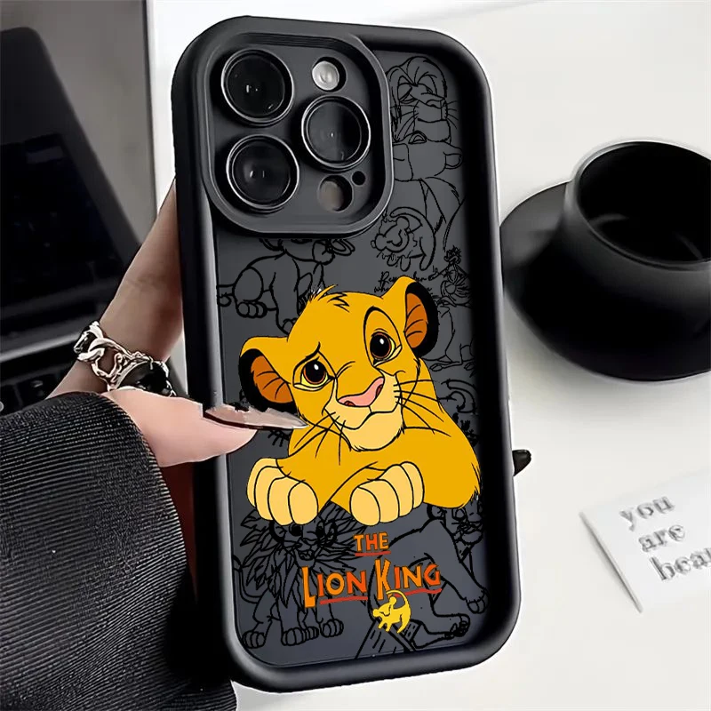 Disney Lion King Cute Simba For Apple iPhone 15 14 13 12 11 Mini XS XR X 8 7 Pro Max Plus Pro Soft Eye Ladder Phone Case Back