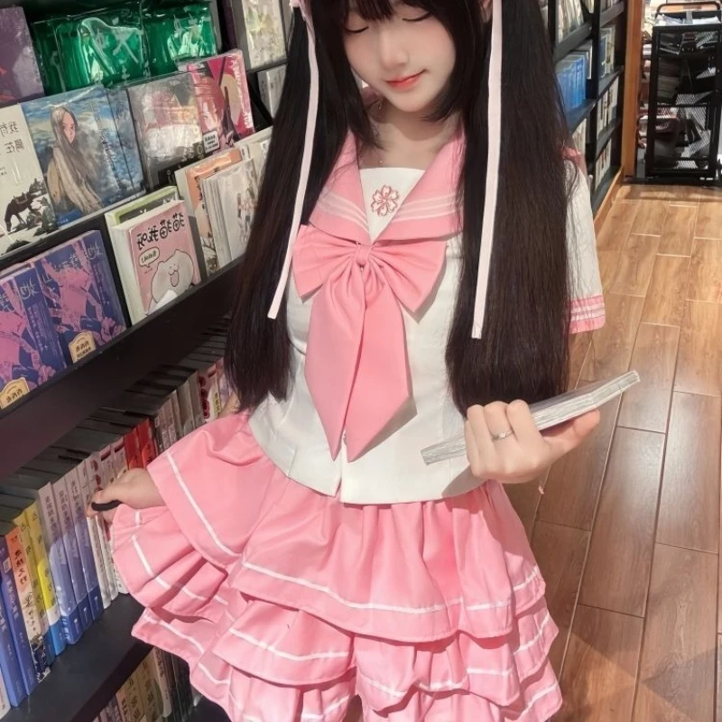 2026-pink-short-sleeved-jk-uniform-sailor-suit-japanese-style-set-with-cake-skirt-school-style-sweet-and-cute-female-student