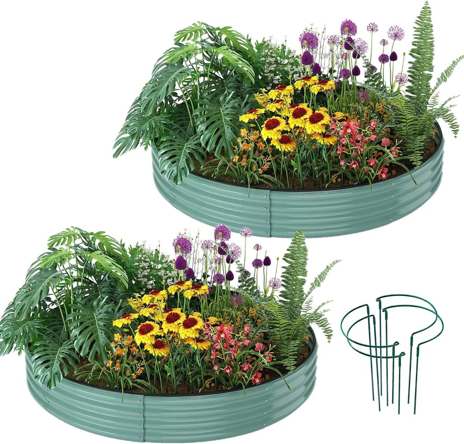 

Galvanized Metal Raised Garden Bed Kit 3x3x1ft Outdoor Planter Box Green 2PC