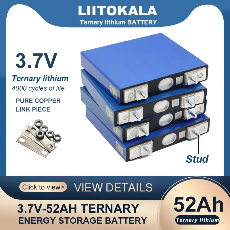 Akumulator Liitokala 3.7V 52Ah 50000mAh trójskładnikowy akumulator litowy do akumulatorów motocyklowych 12V 24V modyfikacja niklowa