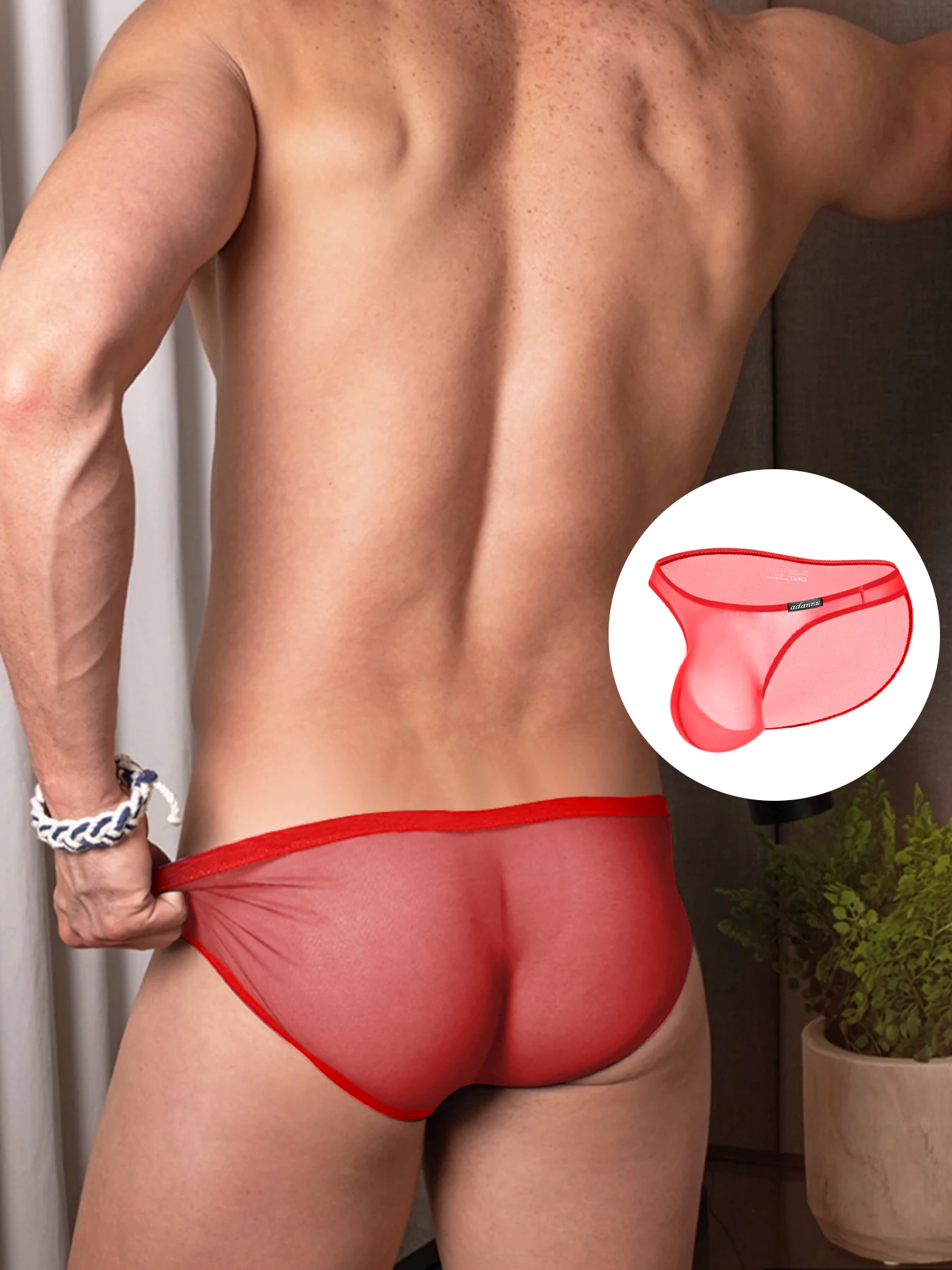 

1PC Low Waist Men's Bikini Underwear Sexy Transparent Hip Raise Underpants Man Briefs Sports Breathable Male U convex Panties