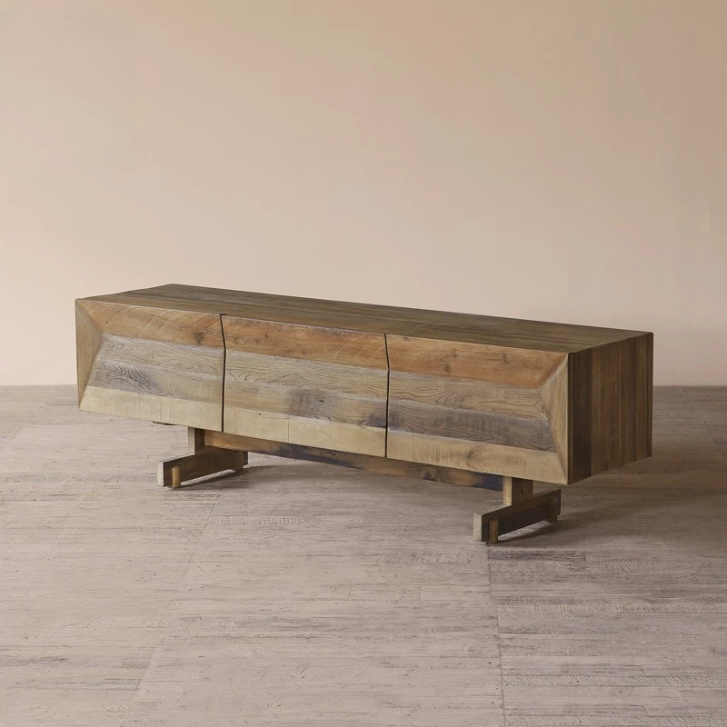 Japanese-style wabi-sabi wind ancient wood TV cabinet, retro old furniture antique replica old wood homestay TV cabinet