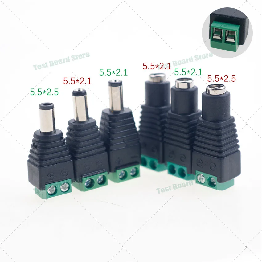 

1Pcs DC male and female socket barrel DC power plug connector 5.5 * 2.1/5.5 * 2.5 for CCTV camera LED strip monitoring