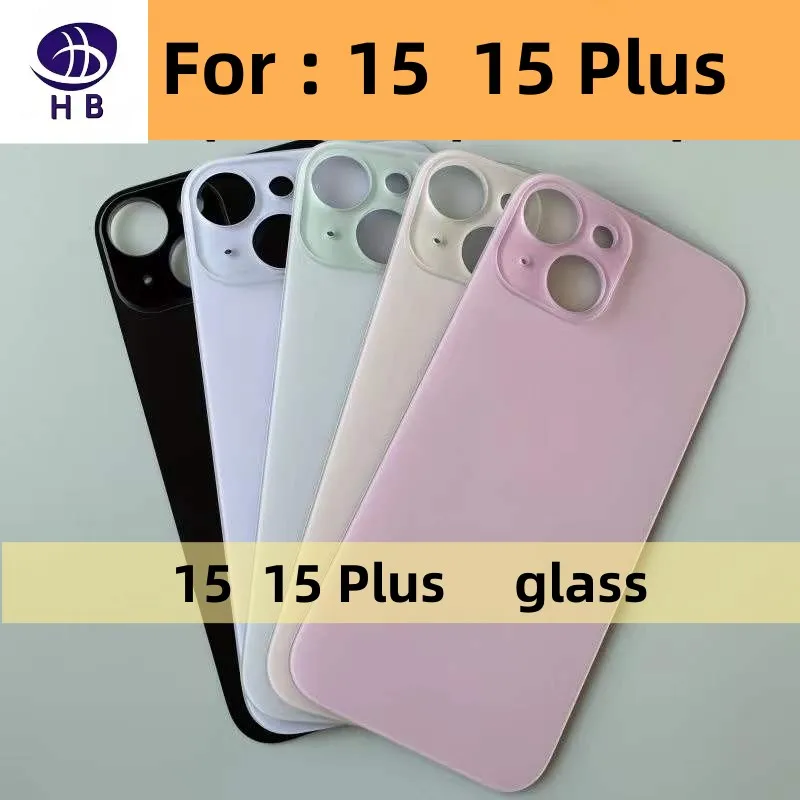 For iPhone 15 15 Plus Back Cover Glass Fast Replacement High Quality Housing Battery Cover Big Hole Rear Glass+3M Tape 15Plus