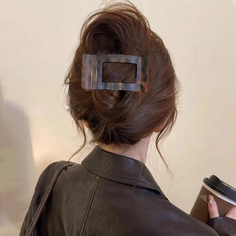 

2025 New Square Claw Clip for Women Hair Claw for Low Bun Premium Abalone Hair Clip Vintage Minimalist Barrettes for Thick Hair