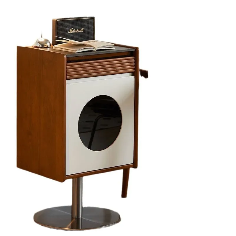 

Retro solid wood Ram side cabinet, living room sofa, medieval storage, bucket cabinet, Nordic retro floor cabinet with door