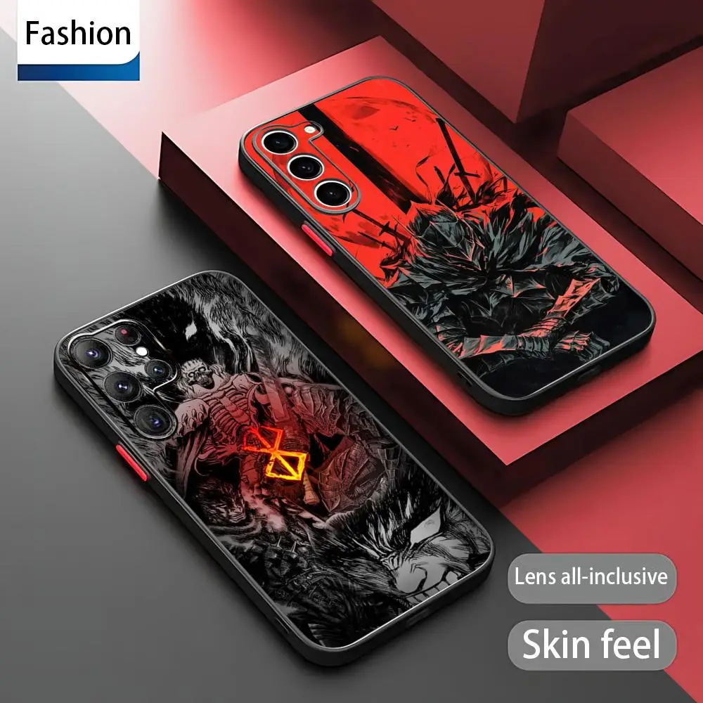 Berserk Comics – coque de téléphone au design cool, étui pour Samsung Galaxy S25 S24 S23 S22 S21 Plus Ultra FE givré translucide