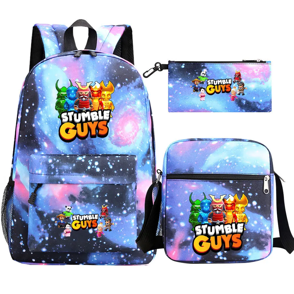 

Stumble Guys Travel Bags Large Capacity School Back Pack for Boys Stumble Guys Camping Bag Cartoon Pencil Case