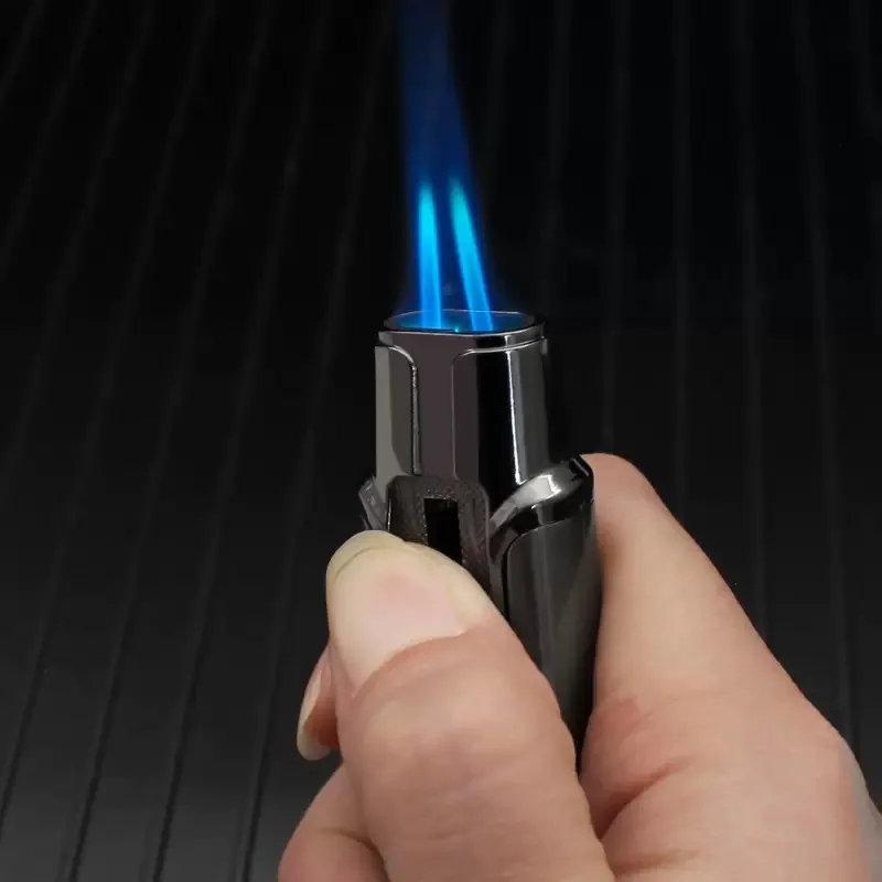 New Electroplating Wire Drawing High end Metal Windproof Double Flame Butane Gas Lighter Outdoor Compact Portable Cigar Lighters