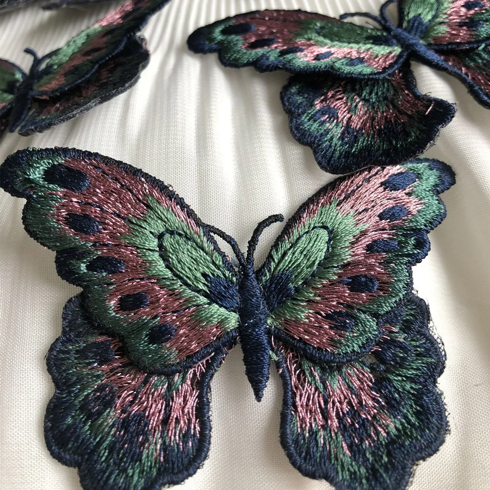 Double Colored Embroidered Butterfly Cloth Patch Patches on Clothes Sewing Embroidery Patches for Clothing DIY Apparel Supplies