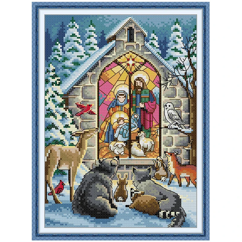 Divine Birth Patterns Counted Cross Stitch Set DIY 11CT 14CT 16CT Stamped DMC Cross-stitch Kit Embroidery Needlework Crafts