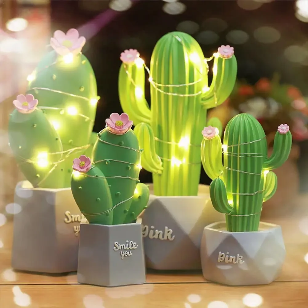 Original Cactus LED Table Lamp Dream Star Lamp Small Night Light Bedroom Decoration Children's Gift