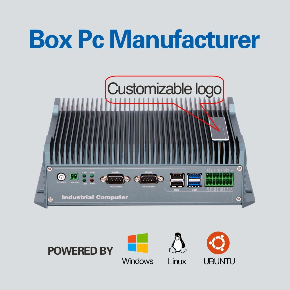 Dual LAN 8 USB 6 COM RS232 RS485 Linux Windows-compatibel Fanless OEM OPS Mini PC NAS Industriële besturing Klaar ingebedde computer