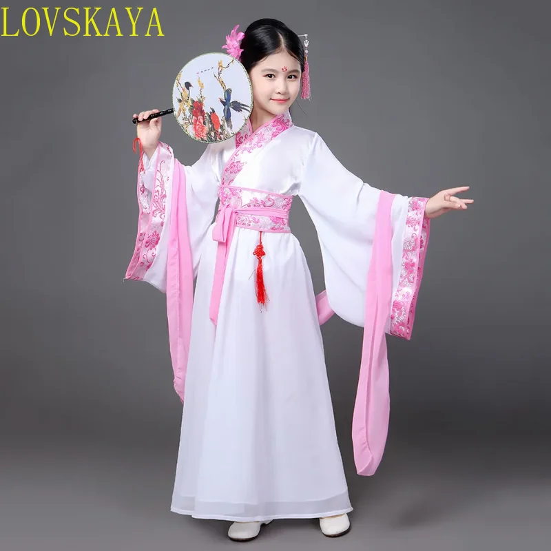 Roupa hanfu tradicional chinesa para menina, estilo étnico retrô elegante e elegante, roupa de rua casual