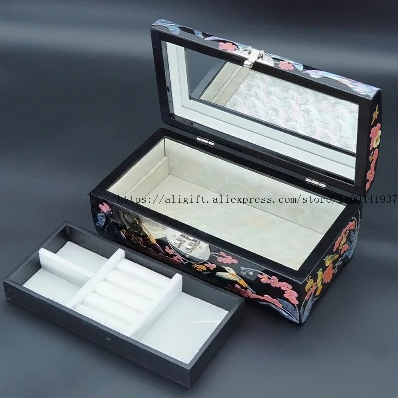 Handmade Mother-of-Pearl Lacquer Jewelry Box Ring Watch Bracelet Organizer Traditional Chinese Craftsmanship Luxury Storage Case