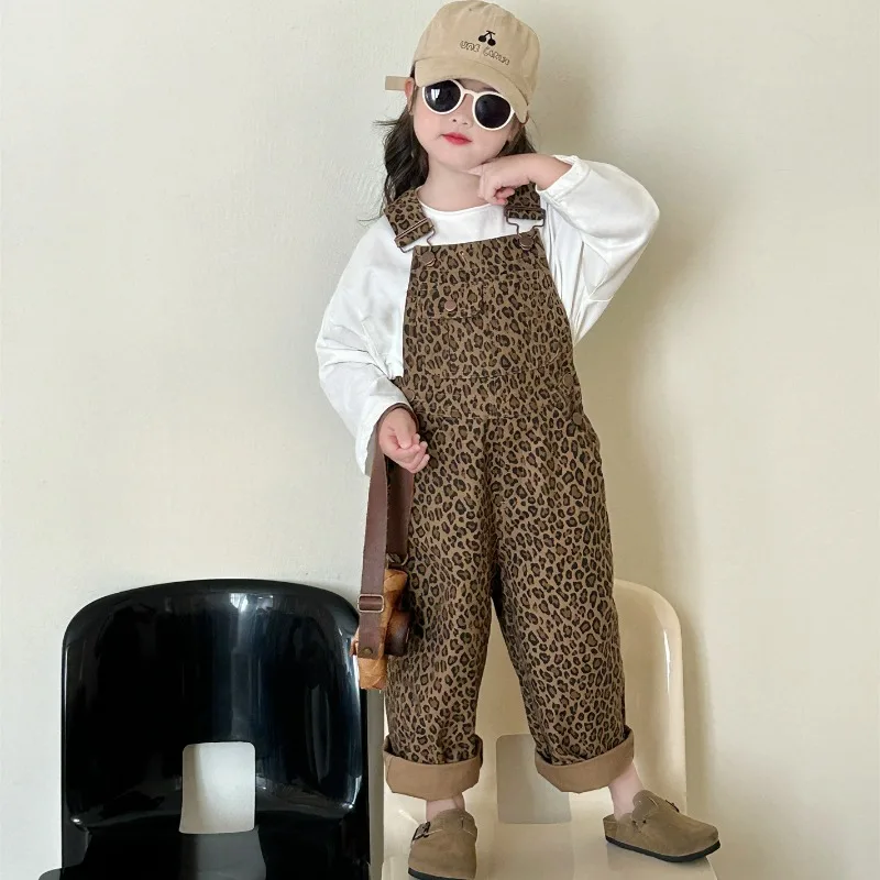 2024 Kids Fall Clothes Pants Baby Boys Leopard Print Overalls Individual Fashion Jumpsuit for Girls 100%cotton High Quality