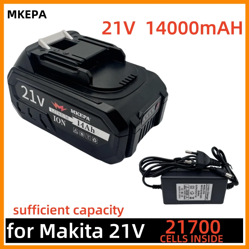 

21v 14000mAh 21700 Rechargeable Lithium Battery for Brushless Chainsaw Electric Drill Electric Wrench for Makita 21V B series