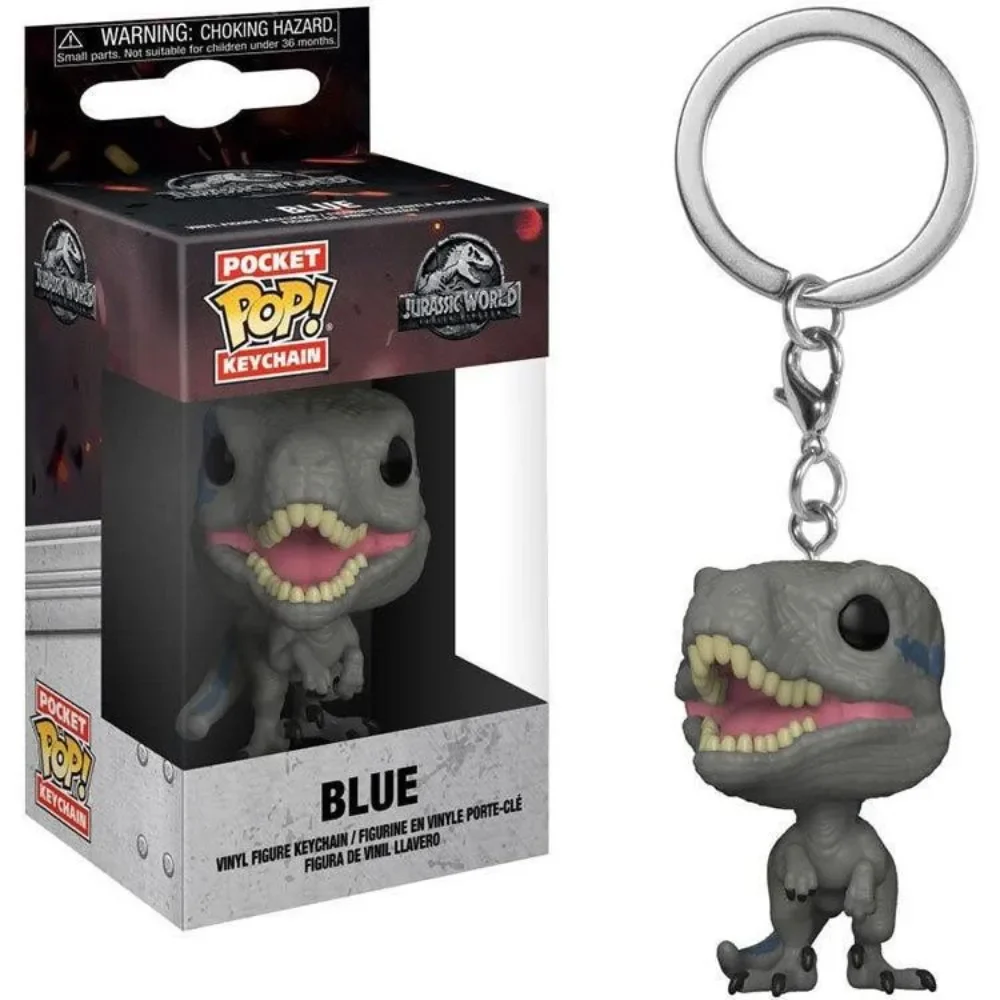 FUNKO POP llavero Jurassic Park Velociraptor azul dibujos animados tendencias de moda mochila bolsillo colgante llavero niño niña regalo de vacaciones