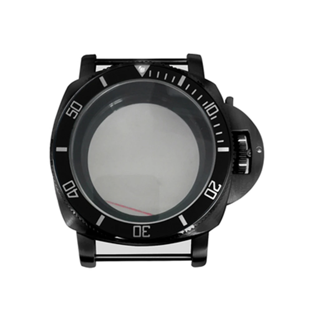 42 مللي متر PVD مطلي الأسود 316L حاوية من الفولاذ المقاوم للصدأ ساعة الحافة + الصلبة الأسود الداخلية ساعة الظل اكسسوارات لحركة NH35/36