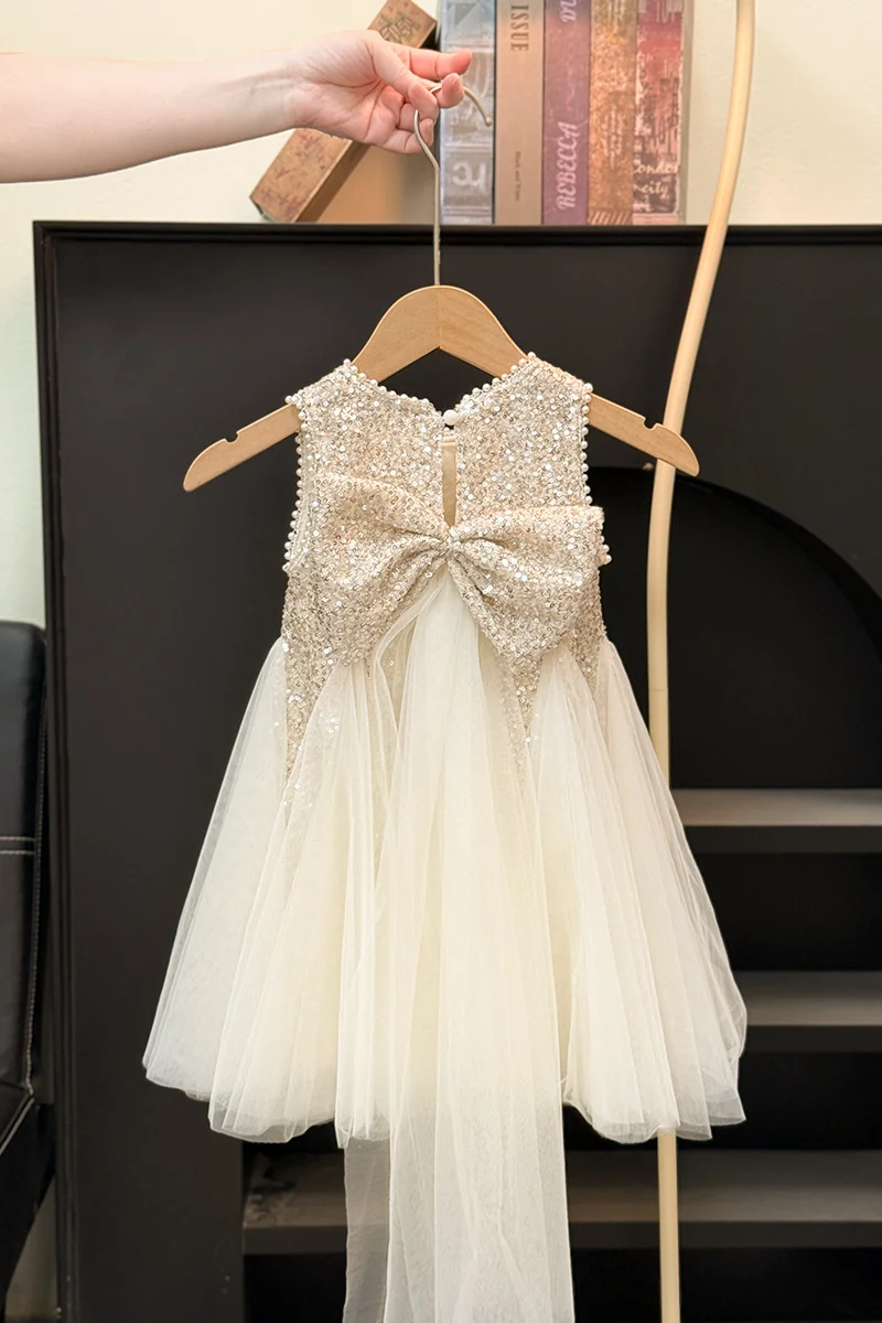 Girls Sequined Dress Kids Fashion Princess Puff Dress Birthday Party Mesh Gown Ball Children Clothes Teen Vestidos 2-10 Years image 5
