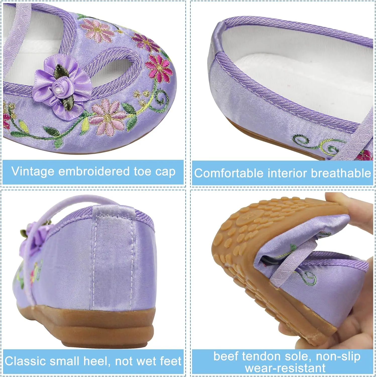 Scarpe da bambina per bambini Dress Up Floral Flats ricamo indossare comodamente scarpe da bambino per bambini in stile cinese dimensioni del piede