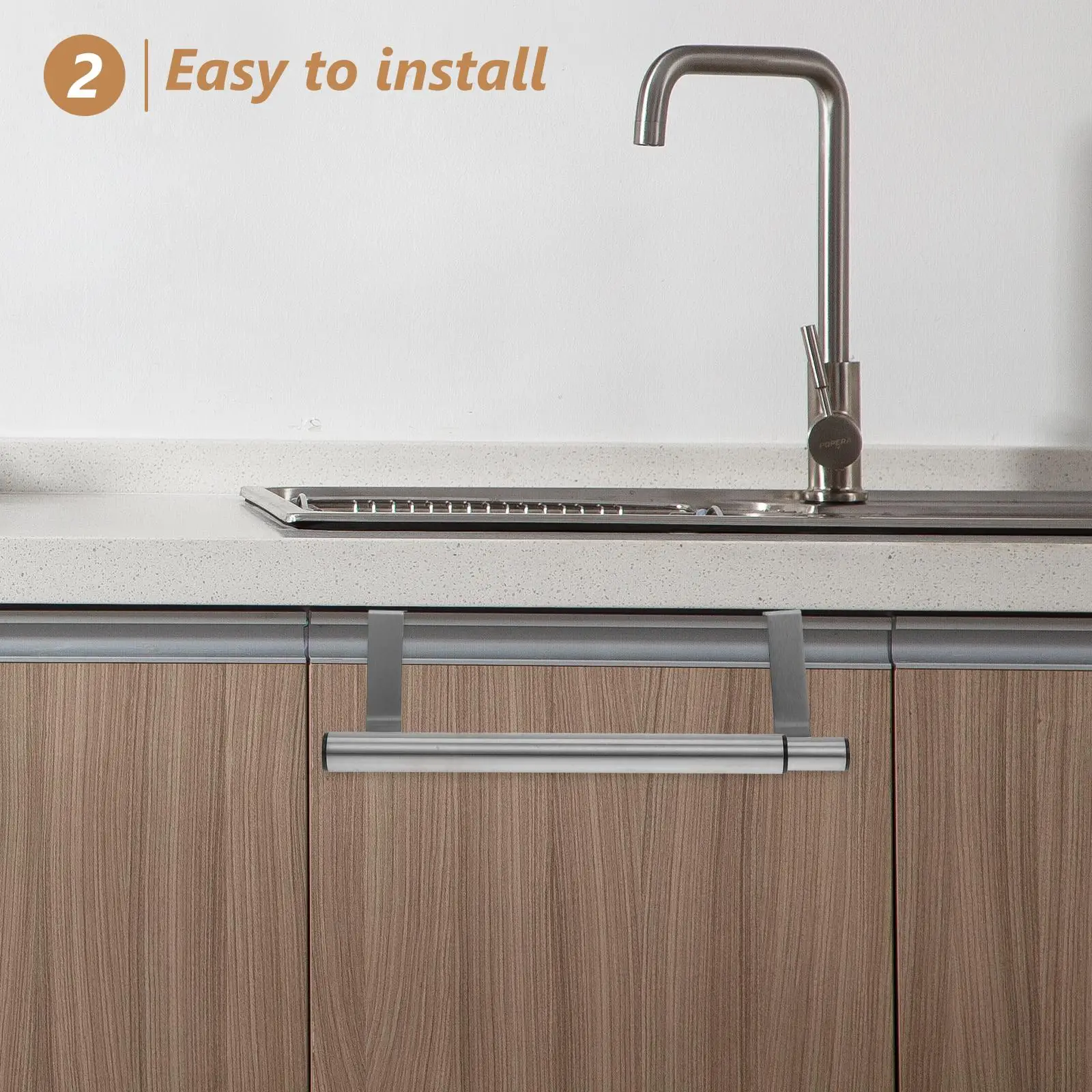 

Standing Towel Rack Stainless Steel Cabinet Holder Portable Nail-free Hanging Pole