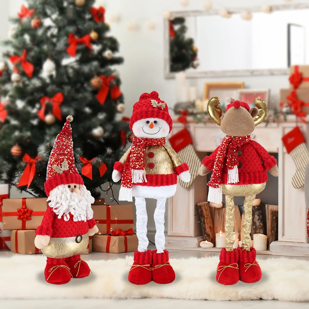 

Red Santa Claus Reindeer Snowman Telescopic Christmas Doll Merry Christmas Decor for Home 2024 Navidad Noel Christmas Ornaments