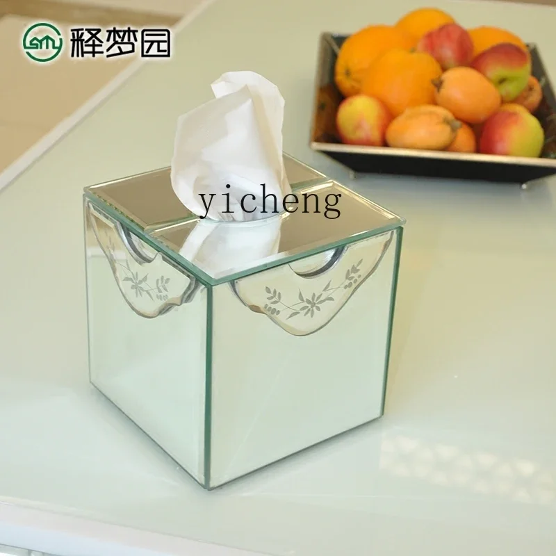 6.8BJL Creative Tissue Box, Home Furnishing Living Room Dining Room Simple Carton Neoclassical Mirror Furniture