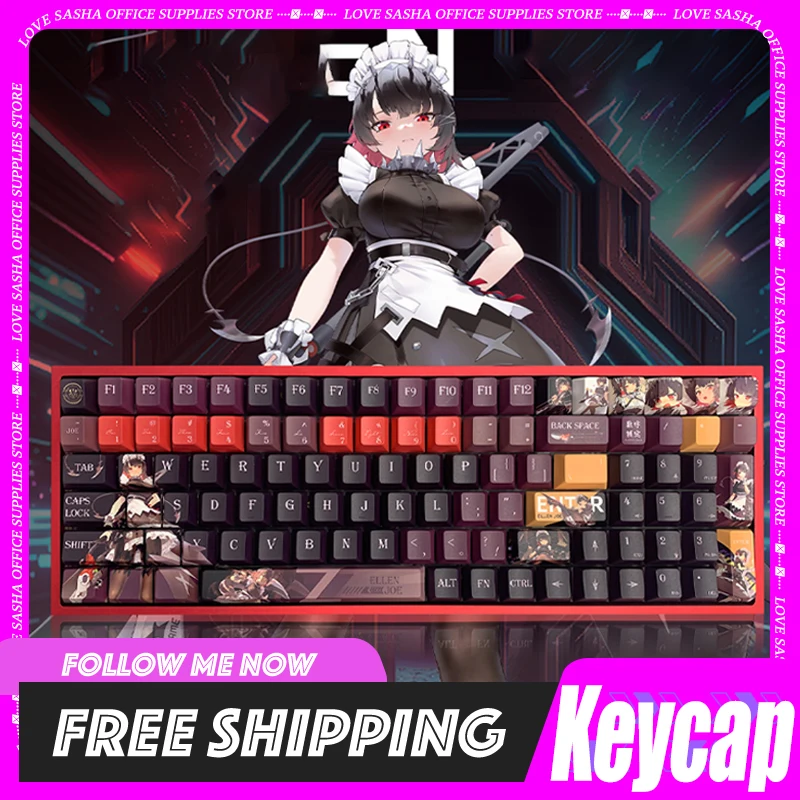 

Ellen Joe Anime Keycap Pbt Cherry Profile Thermal Sublimation Customization Cute Keycap For 65/75/84 Mechanical Keyboard Gifts